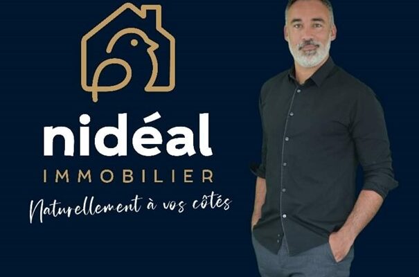 Logo avec homme, Nidéale Immobilier